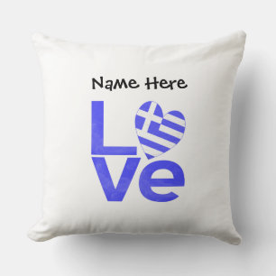 Griekenland Blauw LOVE Hart Vlag Gepersonaliseerd Kussen