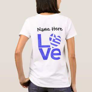 Griekenland Blauw LOVE Hart Vlag Gepersonaliseerd T-shirt