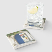 Griekenland Blauwe Deurreeks 1 Stenen Onderzetter (Zijkant)