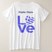 Griekenland Blauwe LIEFDE Hart Vlag Gepersonalisee Grote Maat T-shirt (Design achterkant)