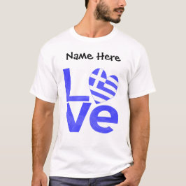 Griekenland Blauwe LIEFDE Hart Vlag Gepersonalisee T-shirt