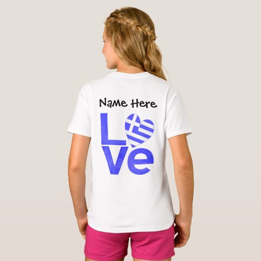 Griekenland Blauwe LIEFDE Hart Vlag Gepersonalisee T-shirt (Achterkant volledig)
