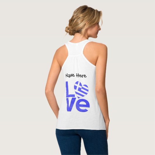 Griekenland Blauwe LIEFDE Hart Vlag Gepersonalisee Tanktop (Volledige Achterkant)