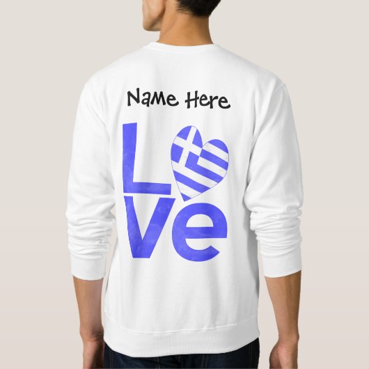 Griekenland Blauwe LIEFDE Hart Vlag Gepersonalisee Trui (Achterkant)