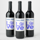 Griekenland Blauwe LIEFDE Hart Vlag Gepersonalisee Wijn Etiket (Flessen)