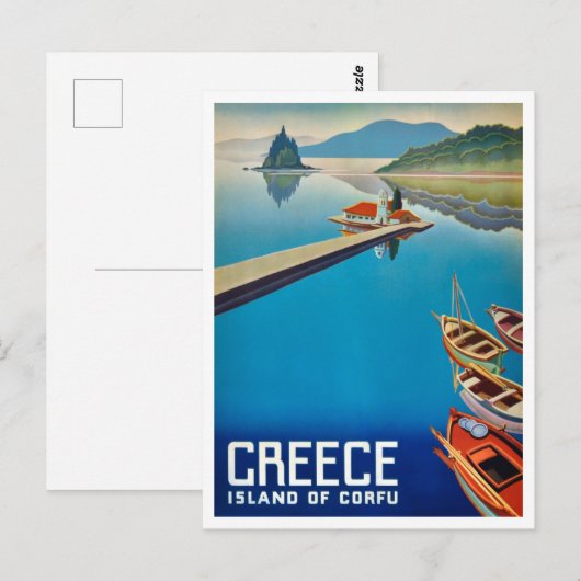  Griekenland Corfu Island Travel Briefkaart (Voorkant / Achterkant)