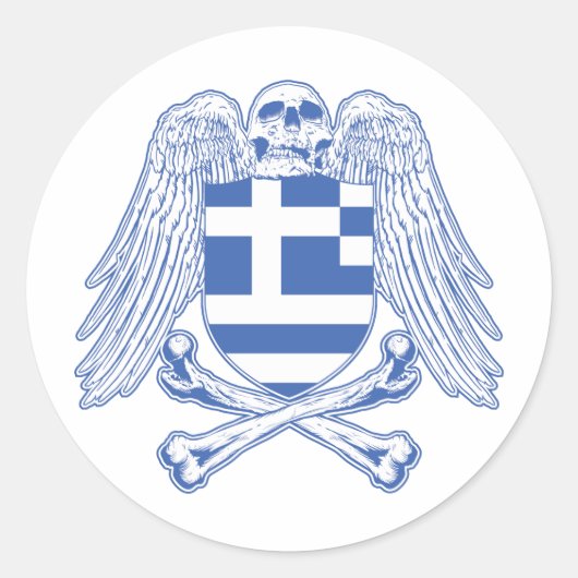 Griekenland Crossbones Ronde Sticker (Voorkant)