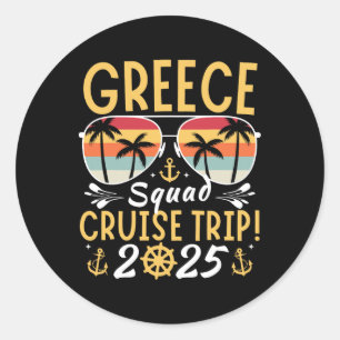 Griekenland Cruise Familie 2025 Squad Vakantie Mat Ronde Sticker