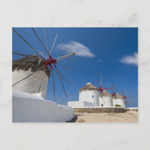 Griekenland, Cycladen, Mykonos, Oude windmolens Briefkaart