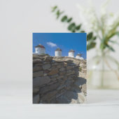 Griekenland, de Cycladen, Mykonos, Stone wall Briefkaart (Staand voorkant)
