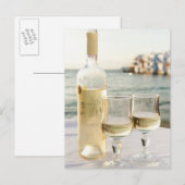 Griekenland, de Cycladen, Mykonos, wijn op tafel Briefkaart (Voorkant / Achterkant)