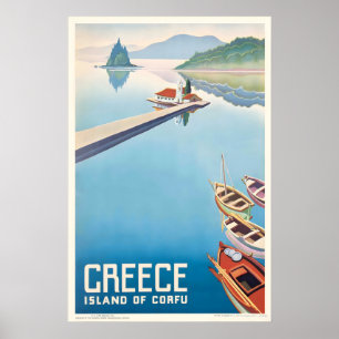 Griekenland Eiland Corfu Vintage Reisposter Poster