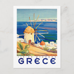 Griekenland, eiland Mykonos, windmolen bij de zee Briefkaart