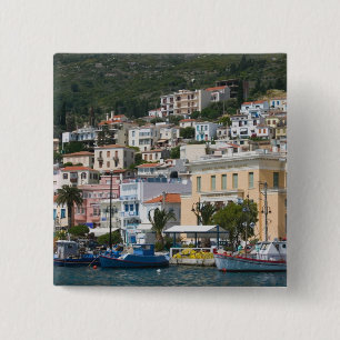 GRIEKENLAND, Eilanden Noordoost-Egeïsche Zee, SAMO Vierkante Button 5,1 Cm