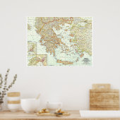 "Griekenland en de Egeïsche Zee: Gedetailleerde ka Poster (Keuken)