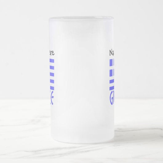 Griekenland en de Griekse vlag met Jouw naam Matglas Bierpul (Center)