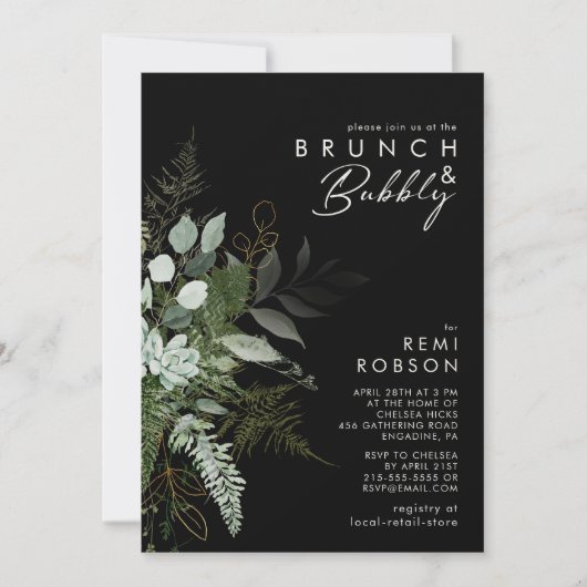 Griekenland en Gold Leaf | Black Brunch en Bubble Kaart (Voorkant)