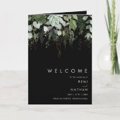 Griekenland en Gold Leaf | Black Folded Wedding Programma (Voorkant)