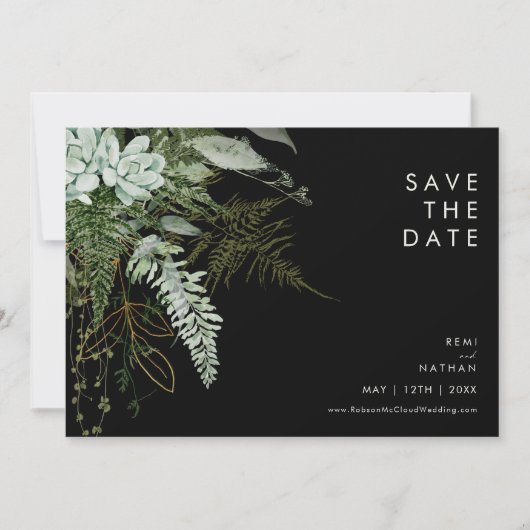 Griekenland en Gold Leaf | Horizontaal zwart Save The Date (Voorkant)