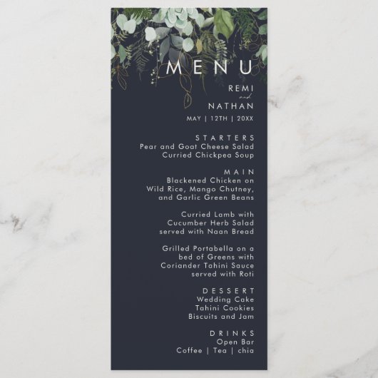 Griekenland en Gold Leaf | Menu Navy Wedding (Voorkant)