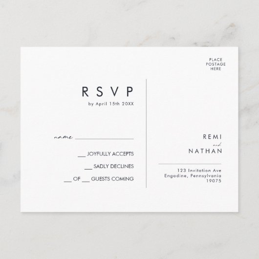 Griekenland en Gold Leaf | RSVP van het zwarte huw Briefkaart (Achterkant)