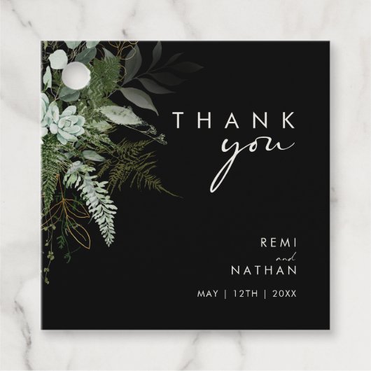 Griekenland en Gold Leaf | Zwarte dank Bedankjes Labels (Voorkant)