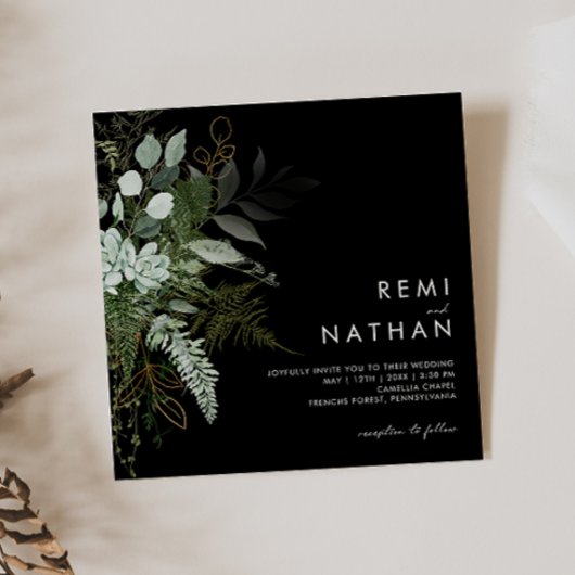 Griekenland en Gold Leaf | Zwarte-Square Weddensch Kaart