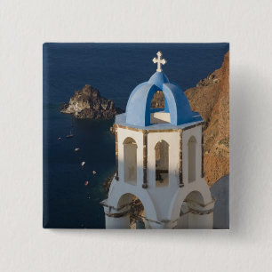 Griekenland en Grieks eiland Santorini stad Oia 2 Vierkante Button 5,1 Cm