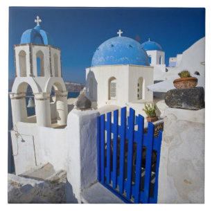 Griekenland en Grieks eiland Santorini stad Oia 3 Tegeltje
