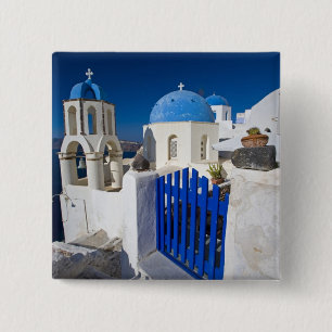 Griekenland en Grieks eiland Santorini stad Oia 3 Vierkante Button 5,1 Cm