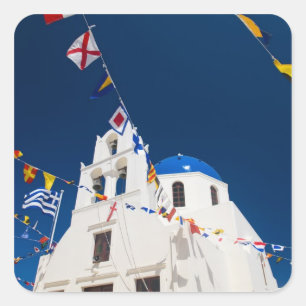 Griekenland en Grieks eiland Santorini stad Oia 4 Vierkante Sticker