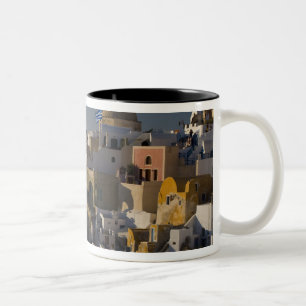 Griekenland en Grieks eiland Santorini stad Oia Tweekleurige Koffiemok