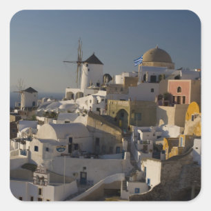 Griekenland en Grieks eiland Santorini stad Oia Vierkante Sticker