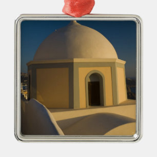 Griekenland en Grieks eiland van Santorini stad va Metalen Ornament