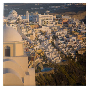 Griekenland en Grieks eiland van Santorini stad va Tegeltje