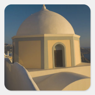 Griekenland en Grieks eiland van Santorini stad va Vierkante Sticker