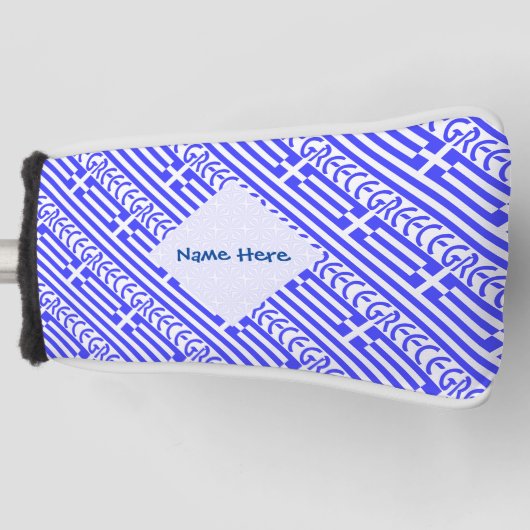 Griekenland en Griekse vlag betegeld blauw geperso Golfheadcover (Voorkant)