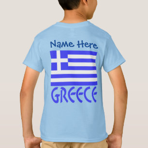 Griekenland en Griekse Vlag Blauw Personalisatie J T-shirt