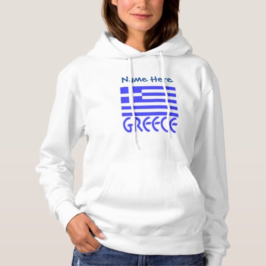 Griekenland en Griekse vlag Blauwe Personalisatie Hoodie (Voorkant)