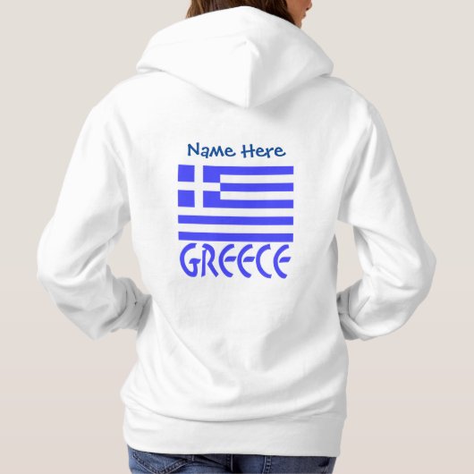 Griekenland en Griekse vlag Blauwe Personalisatie Hoodie (Achterkant)