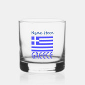 Griekenland en Griekse vlag Blauwe Personalisatie Whisky Glas (Voorkant)