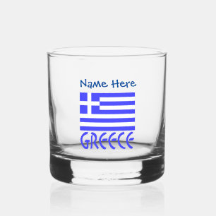 Griekenland en Griekse vlag Blauwe Personalisatie Whisky Glas