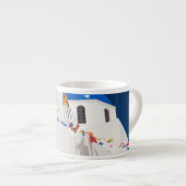 Griekenland en het Griekse eiland Santorini, stad  Espresso Kop (Voorkant rechts)