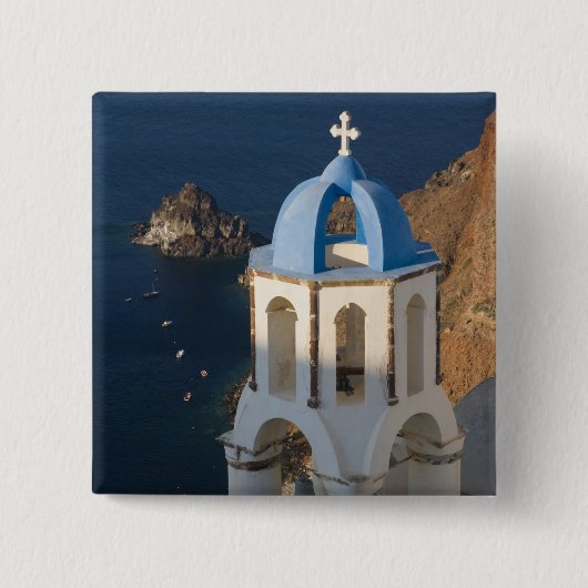 Griekenland en het Griekse eiland Santorini, stad Vierkante Button 5,1 Cm (Voorkant)