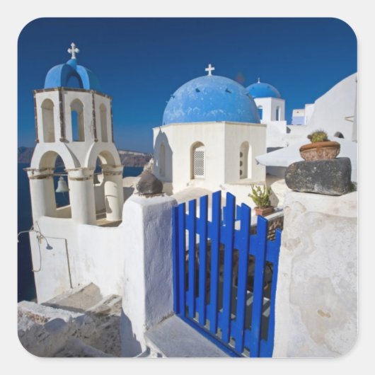 Griekenland en het Griekse eiland Santorini, stad Vierkante Sticker (Voorkant)