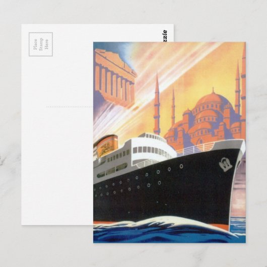 Griekenland en Istanbul Ocean Liner Travel Pos Briefkaart (Voorkant / Achterkant)