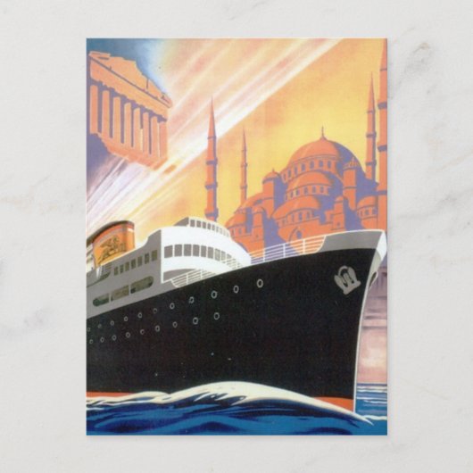 Griekenland en Istanbul Ocean Liner Travel Pos Briefkaart (Voorkant)