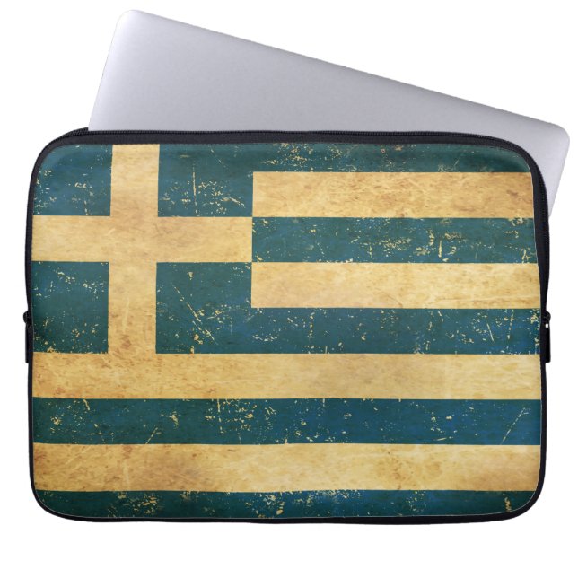 Griekenland Flag  Grunge Design Laptop Sleeve (Voorkant)