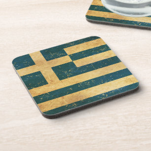 Griekenland Flag Grunge Design Onderzetter
