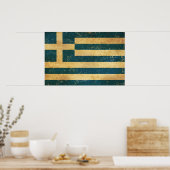 Griekenland Flag  Grunge Design Poster (Keuken)
